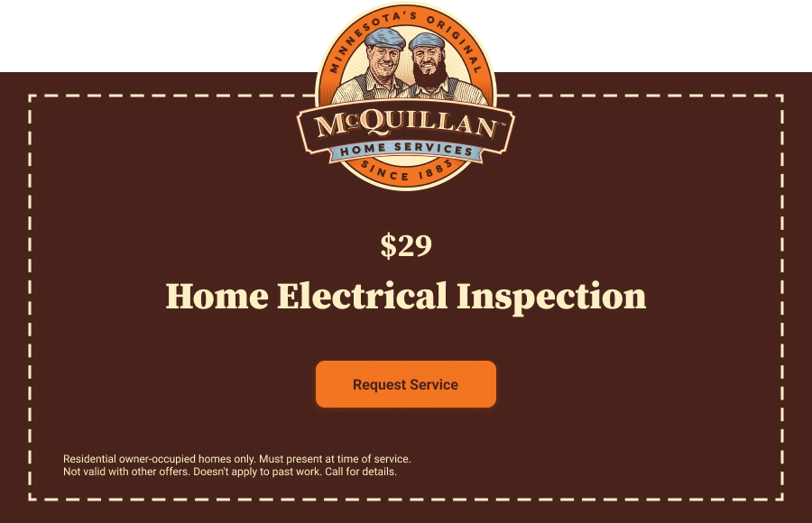 Ad For Mcquillan Home Services Offering A $29 Home Electrical Inspection. Learn More About Us And Our Trusted Team. Click &Quot;Request Service&Quot; To Book Now; Terms Listed At The Bottom.